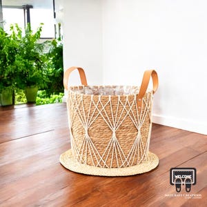 Large Rattan Indoor Planter, Decorative Wooden Flower Basket, Outdoor Vintage Plant Stand, Garden Rattan Vase Basket