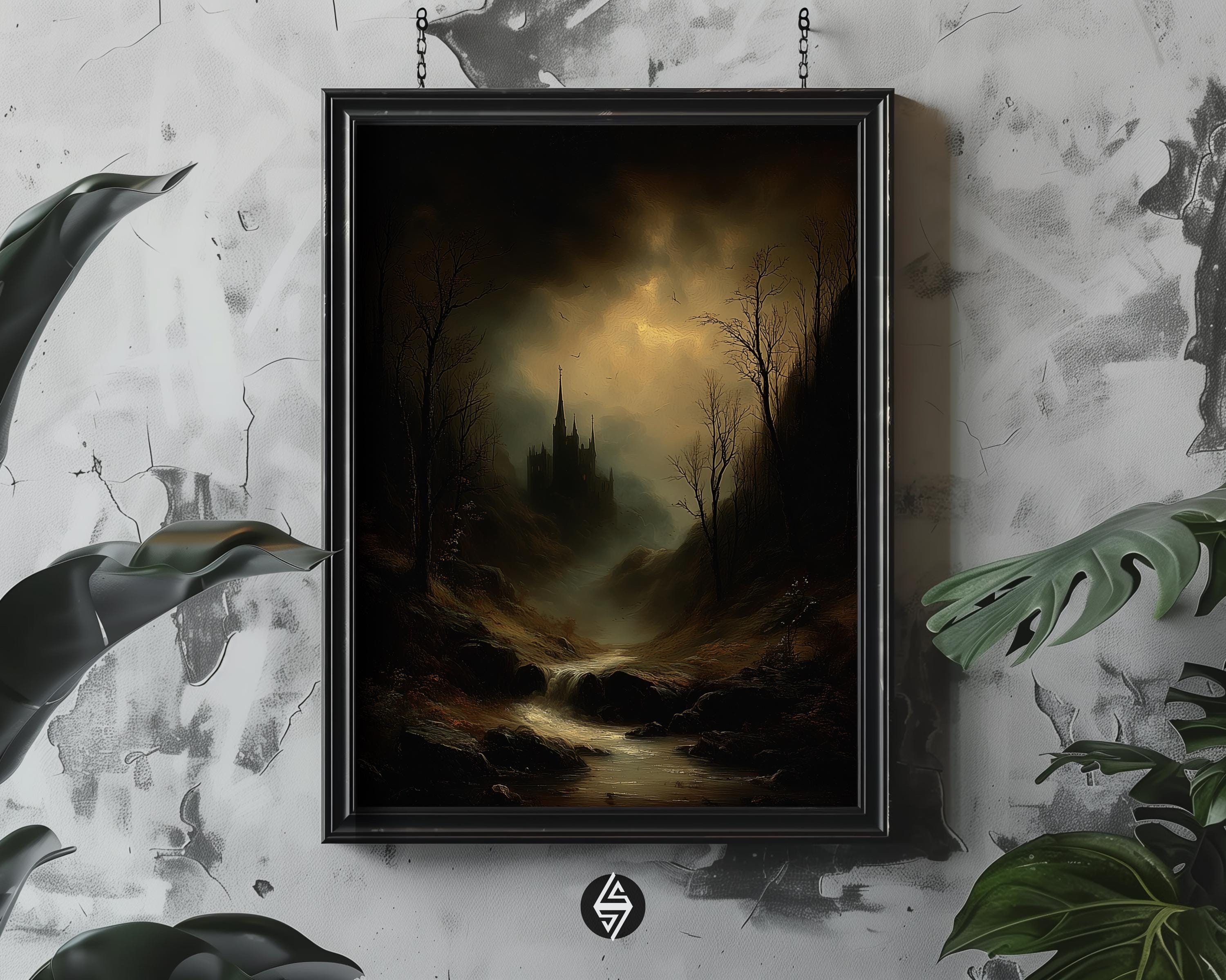 Gothic Dracula Castle Landscape Print: Dark Academia Wall Art, Moody ...
