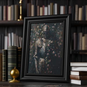 Gothic Knight Armor Art Printable: Dark Academia Roses and Ivy Art, Medieval Home Decor (Digital Download) image 7