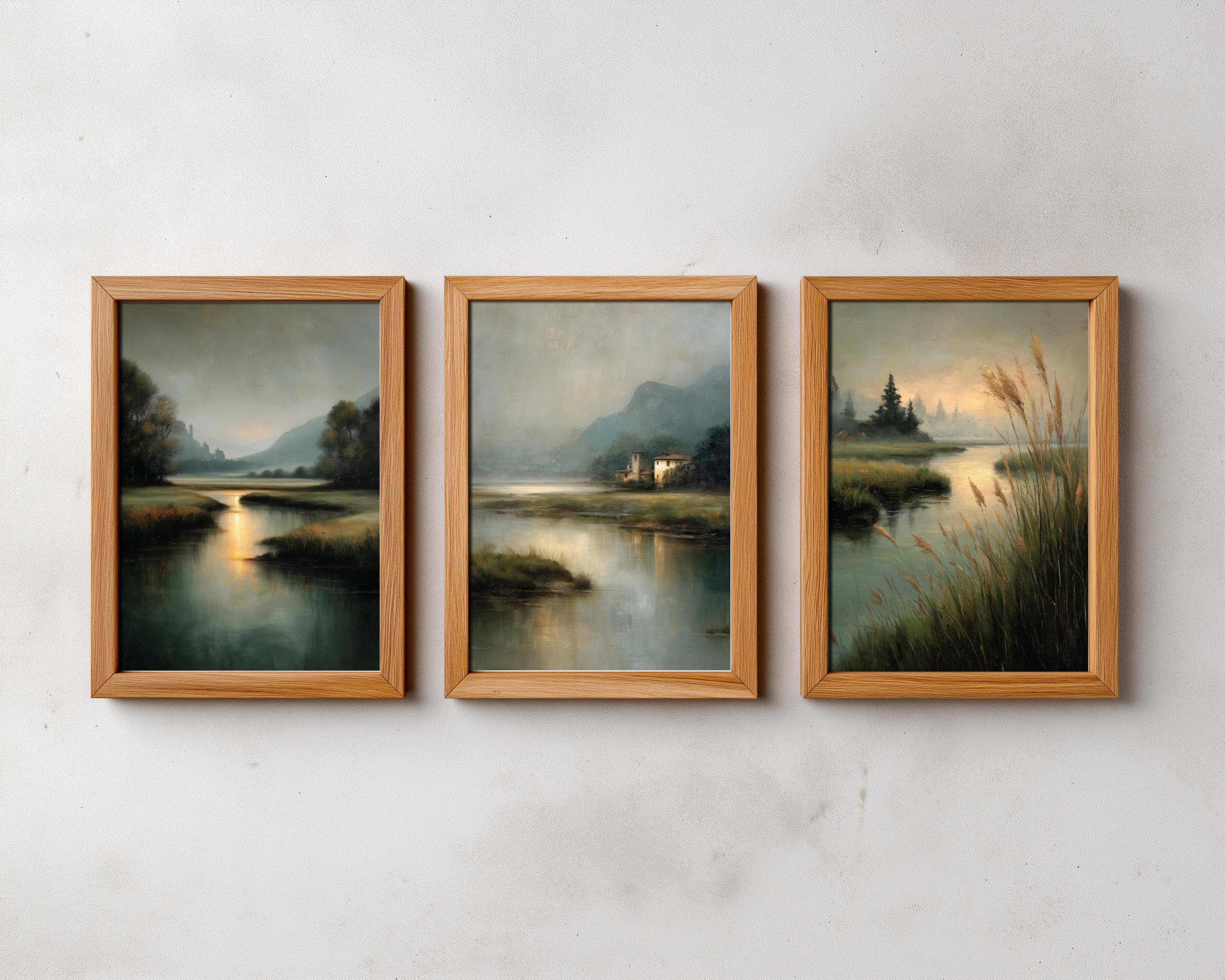 Sage Green Japandi Gallery Wall Set of 3: Wabi Sabi Cozy Landscape ...