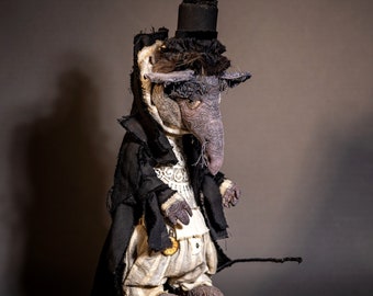 Collectible Adult Rat Art Doll 15&quot;  victorian style Collectible doll One of a kind Textil doll OOAK a gift for the collector make to order