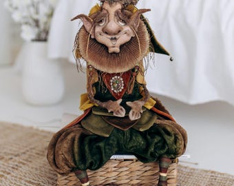 Forest elf Collectible Doll OOAK Textile Doll Home Decoration Custom Designer Doll gothic dollGift for grandmother Unique doll make to order
