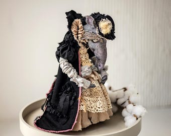 Rat Doll Girl Rat Collectible Adult Art Rat Doll 15 Inch Victorian Style Collectible Doll One of a Kind OOAK FabricI will make to order