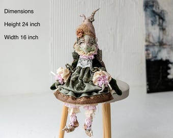 Collectible doll Gift for a witch collector Swamp witch Fairy with wings OOAK Textile doll Home decoration Author&#39;s doll make to order