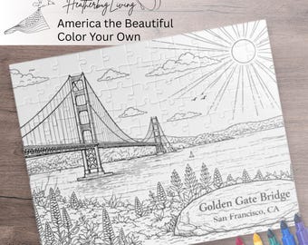 Rompecabezas para colorear del Puente Golden Gate, San Francisco, California