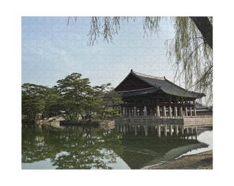 Pabellón Gyeonghoeru en el Palacio Real de Corea del Sur Rompecabezas de 110, 252, 520 y 1014 piezas