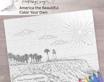 Rompecabezas Jogsaw para colorear del faro de Point Vicente, Palos Verdes, California