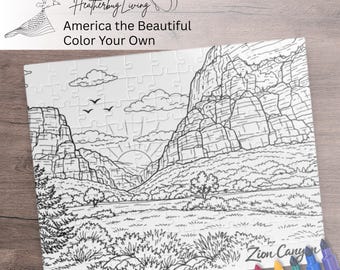 Rompecabezas para colorear del Parque Nacional Zion, Cañón de Zion, Utah