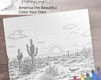Rompecabezas para colorear del desierto de cactus de Phoenix, Arizona