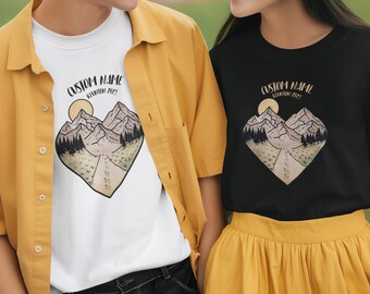 Camiseta unisex personalizable para amantes de la montaña, teñida en prenda