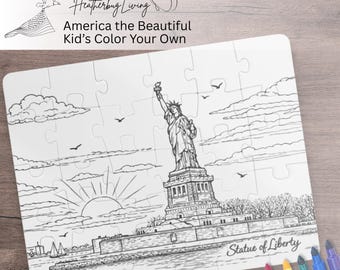 Rompecabezas para colorear para niños: Estatua de la Libertad, Nueva York
