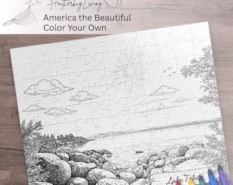 Rompecabezas de paisajes para colorear del lago Tahoe, California y Nevada