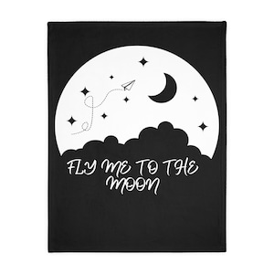 Fly Me To The Moon Velveteen Microfiber Blanket (Two-sided print)