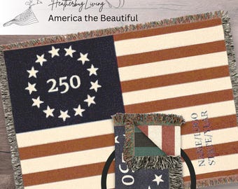 Manta personalizada con la bandera estadounidense, manta tejida de algodón con la bandera de 13 estrellas de Betsy Ross