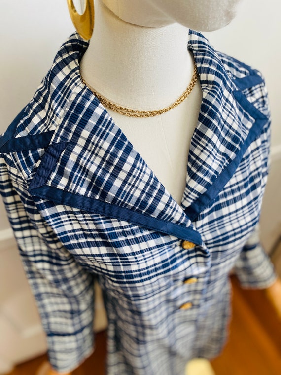 1990’s Designer Jacket Plaid Grunge Preppy Blue Pl