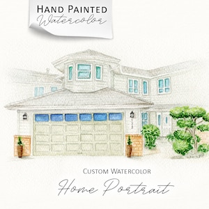 Custom HOUSE Portrait HAND Painting, Watercolor Home portrait Hand painted, housewarming, First Home Gift, Christmas gift, ORIGINAL painting