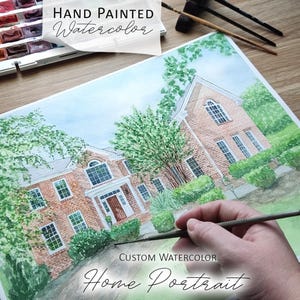 Retrato de casa personalizado pintado a mano, acuarela original, pintura a mano del hogar a partir de una foto, regalo de inauguración de la casa, regalo para la primera vivienda, regalo de mudanza