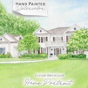 Custom Home Portrait Hand Painted Watercolor House portrait From Photo, housewarming gift, Realtor Closing Gift, First Home Gift painting