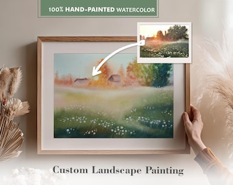 Custom Landscape Watercolor Original hand-painted wall art, painting from travel photo