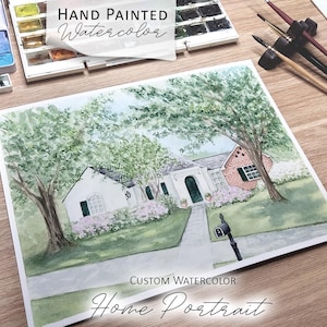 Custom Home Portrait Hand Painted Watercolor House portrait From Photo, housewarming gift, Realtor Closing Gift, First Home Gift painting