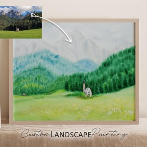 Dipinto di paesaggio da foto Acquerello personalizzato originale dipinto a mano su commissione arte da foto di viaggio, arte fatta a mano regalo personalizzato