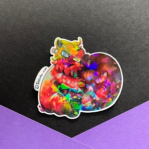 Applestein Bear Holographic Sticker | Candy Halloween / Boo bags / party favors/ Water resistant/ Trick or Treat bag stickers/ Caramel apple
