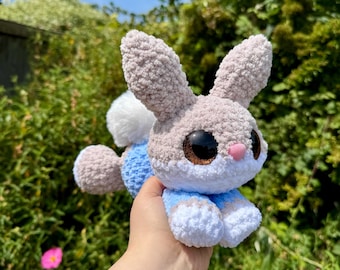 Handmade Crochet Bunny Plush/Soft Chenille Rabbit Teddy/Peter Rabbit inspired/Amigurumi Plushie/Baby Shower Gift/Easter Bunny/ Ready to Ship