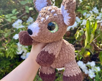 Handmade Crochet Deer Plush/Soft Chenille Deer Teddy/Forest/ Fantasy Animal /Amigurumi Plushie/Baby Shower Gift/Easter/ Ready to Ship