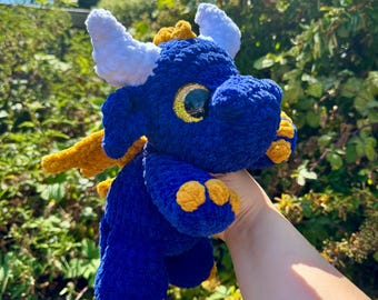 Handmade Crochet Dragon Plush/Soft Chenille/Fourth Wing /Amigurumi Plushie/Baby Shower Gift / Fantasy Gift/ Ready to Ship