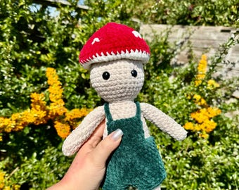 One Off, Ready Made Crochet Mushroom Boy Plushie - Gift / Decor / Plushie