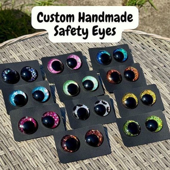 Custom Hand Painted Glitter Safety Sinker Eyes/ 30mm Amigurumi Plushie Eyes