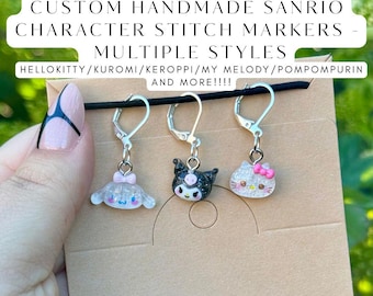 Sanrio Inspired Character Stich Markers - Crochet Accessory/Crochet Gift/Hellokitty/Kuromi/Pompompurin/Keroppi