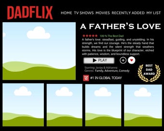 Dadflix Father’s Day Template | Editable Canva Dadflix Frame | Personalized Dad Gift | Printable Netflix-Inspired Father’s Day Sign | Instan