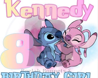 EDITABLE stitch & angel, birthday custom, png, dtf editable, customizable, canva edit, stitch Birthday, Angel birthday