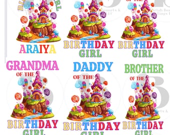 Candy Land, family Birthday bundle, editable CANVA