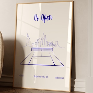 Póster del US Open: póster con decoración minimalista de la ciudad de Nueva York: torneos Grand Slam del US Open: idea de regalo para un fanático del tenis