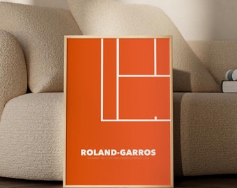 Roland Garros Poster - Minimalist poster tennis Grand Slam of France - Gift idea for tennis fans - Tennis print