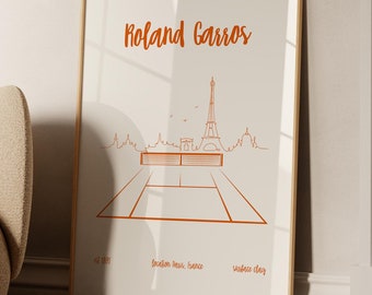 Roland Garros Poster - Minimalist decorative poster on Paris - Roland Garros Grand Slam Tournaments - Gift idea for a tennis fan