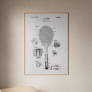 May include: Black and white patent drawing of a tennis racket with the text "J.L. KLEINMAN TENNIS RACKET Filed July 23, 1928" and "Sept. 18, 1928 1,684,443".