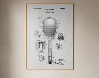 Poster Racket Diagram - Minimalist decorative poster for a tennis fan - Gift idea for tennis fans and decorators