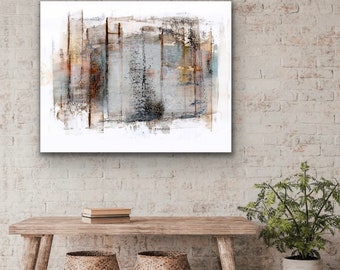 Large Abstract Print of Original Painting Stretched Canvas Art 48 x 36 sand grey cream rust Minimalist Wall Art Modern Fine Art Giclee