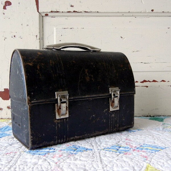 Vintage Black Metal Lunch Box