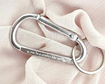 cowboy like me engraved carabiner small lightweight keychain