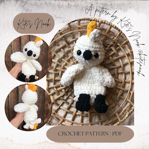 Kady | Crochet Cackatoo | Cockatoo Snuggler | Crochet Pattern| Digital Download| PDF