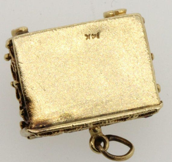 Antique heavy 14k solid gold .10ct ruby piano cha… - image 2