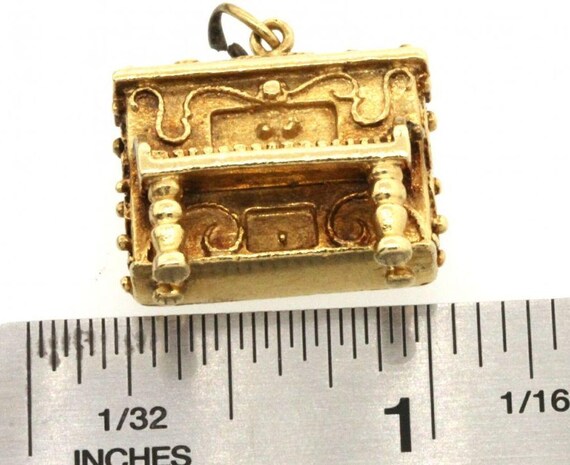 Antique heavy 14k solid gold .10ct ruby piano cha… - image 4