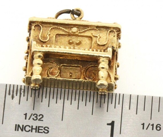 Antique heavy 14k solid gold .10ct ruby piano cha… - image 6