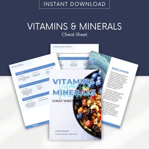 Vitamins and Minerals Cheat Sheet - Food Vitamins and Minerals - Healthy Eating