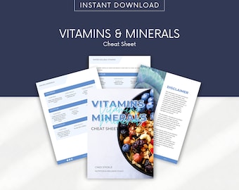 Vitamins and Minerals Cheat Sheet - Food Vitamins and Minerals - Healthy Eating