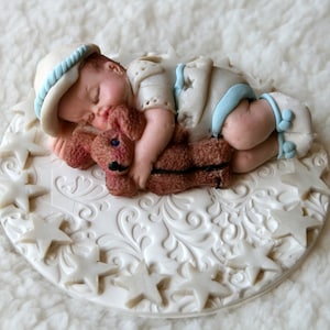 Polymer Clay Baby Boy Cake Topper, Boy Christening Cake Topper, Baptism Cake Topper, Christening Baptism Gift, Baby Boy Cake Centerpiece
